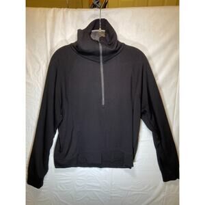 Danskin Pullover Womens Black 1/4 Zip Mockneck Crop Sweatshirt Activewear